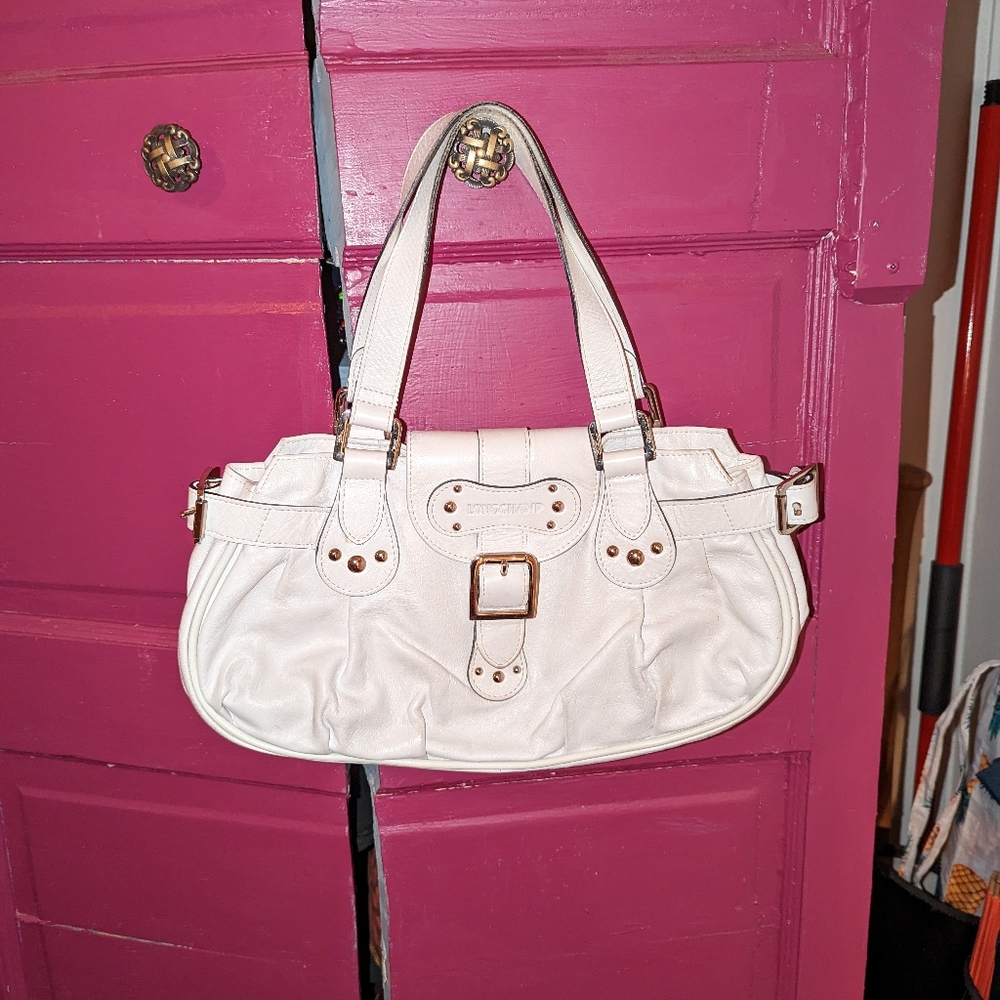 Vintage Longchamp white leather handbang